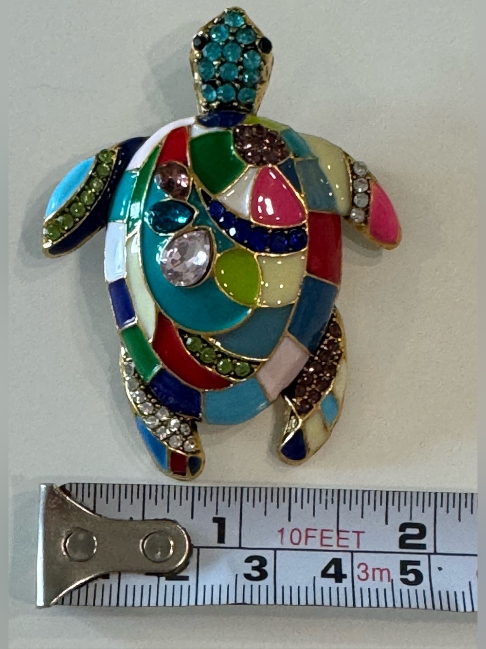 NEW Multicolor Sea Turtle Enamel and Crystal Brooch - Picture 7 of 7